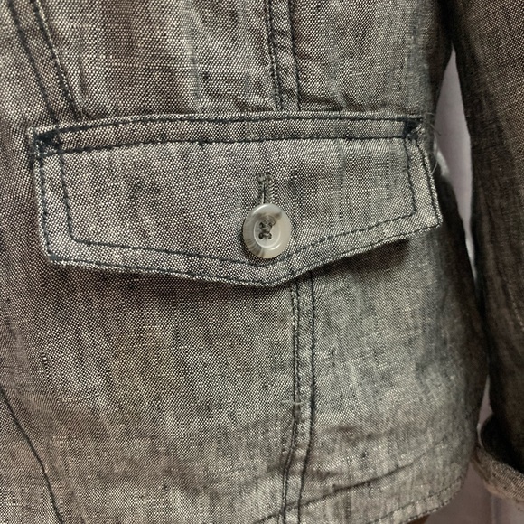 Linen chambray lightweight blazer/jacket with flap pockets - Picture 3 of 8